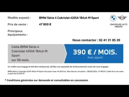 Photo 16 BMW Serie 4 Série 4 Cabriolet 420iA 184ch M Sport
