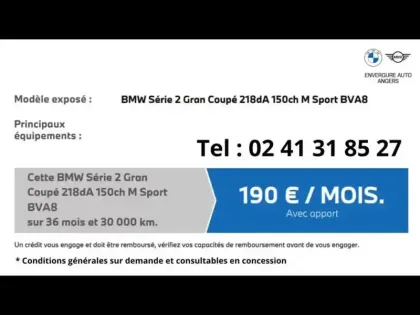 Photo 15 BMW Serie 2 Série 2 Gran Coupé 218dA 150ch M Sport BVA8