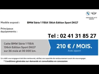 Photo 15 BMW Serie 1 Série 1 118iA 136ch Edition Sport DKG7