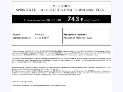 Photo 57 Mercedes Sprinter 315 CDI Fourgon PRTA 7T 43 L3H