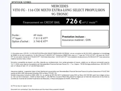 Photo 17 Mercedes Vito 116 CDI Mixto extra long 5plac
