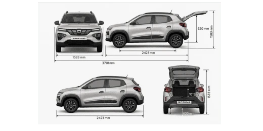 dimensions extérieures dacia spring 2026 V4
