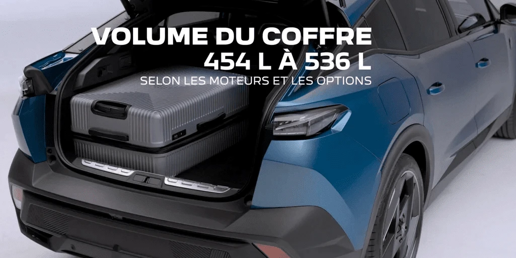 peugeot 408 electrique coffre